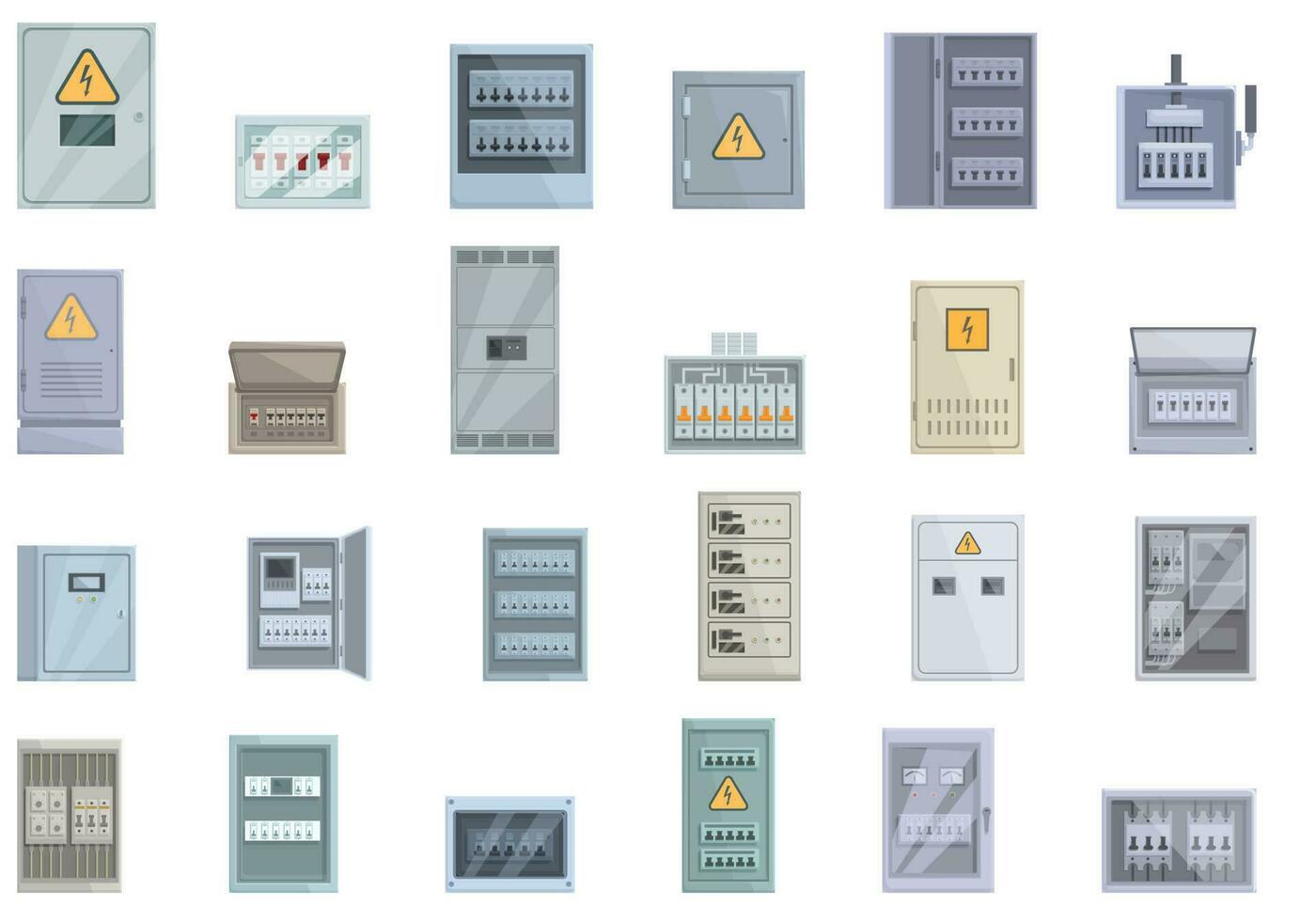 Electric switchboard icons set cartoon vector. Work engineer vector