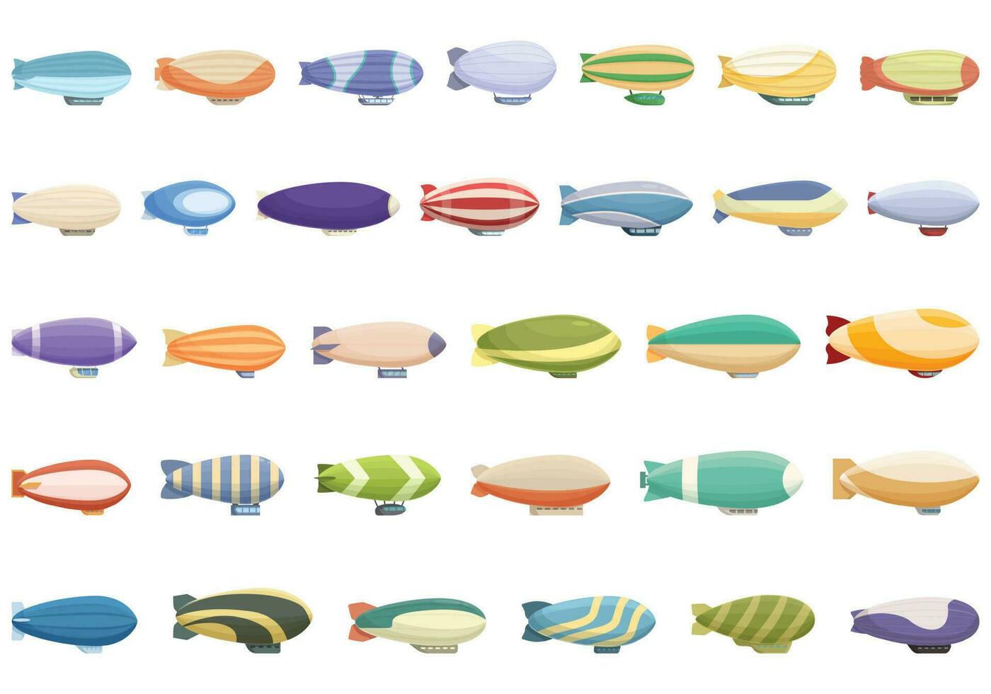 Airship icons set cartoon vector. Air ship vector