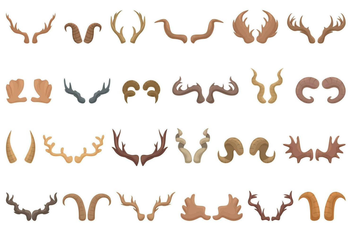 Antlers icons set cartoon vector. Deer horn vector