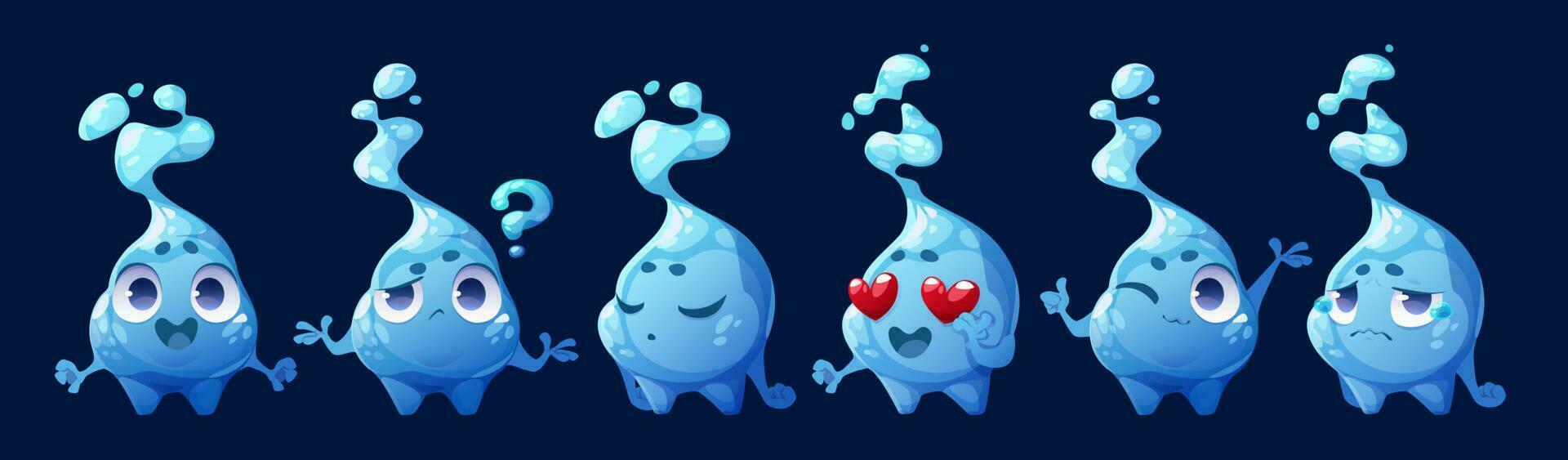 Set of isolated water drop character mascot vector