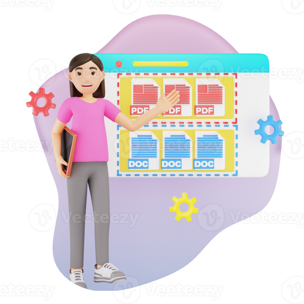 Web Design Data 3D Character Illustration png
