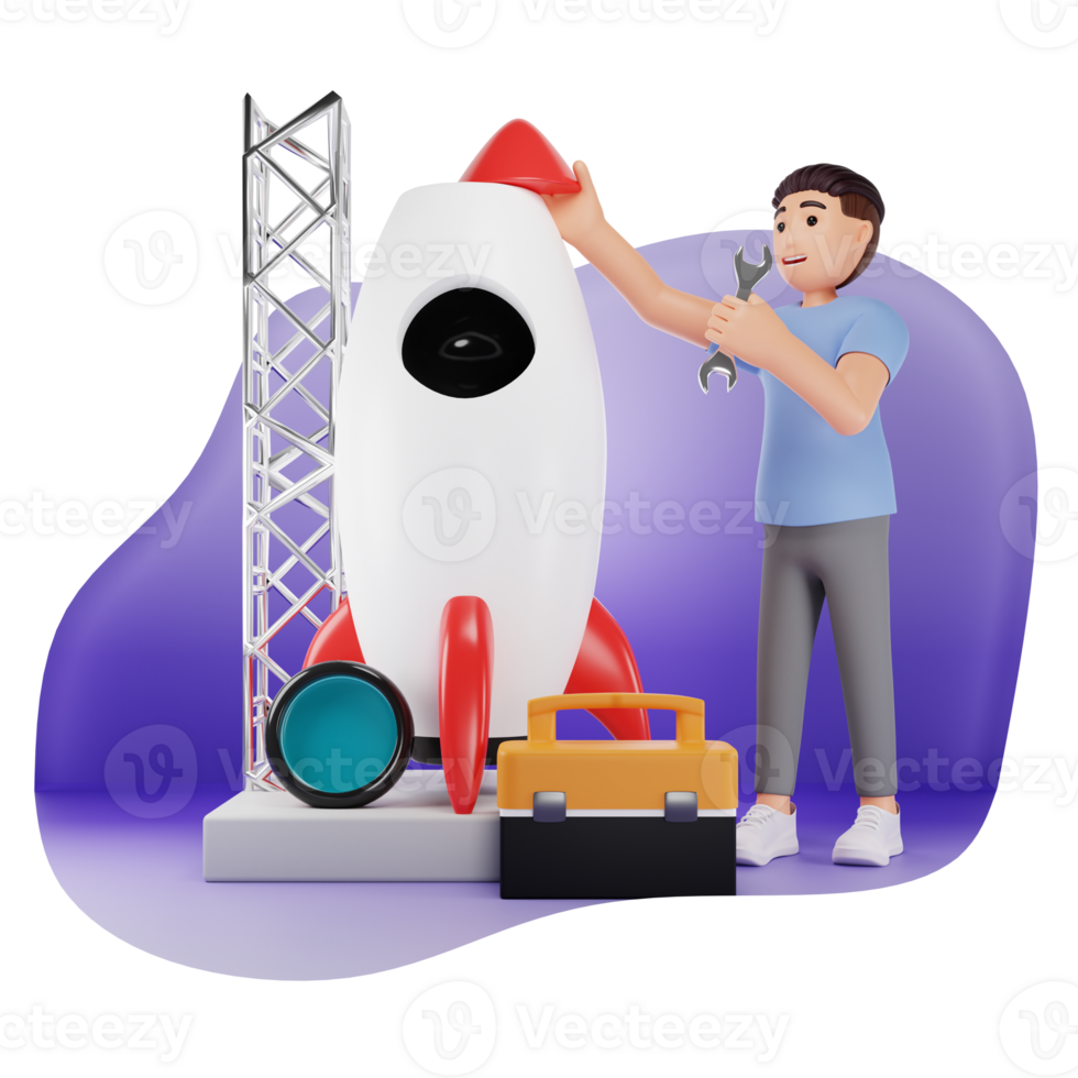 Man Working On Product, 3D Character Illustration png