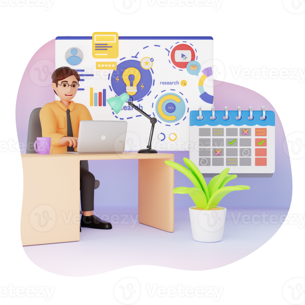 Data Analysis Processing, 3D Character Illustration png