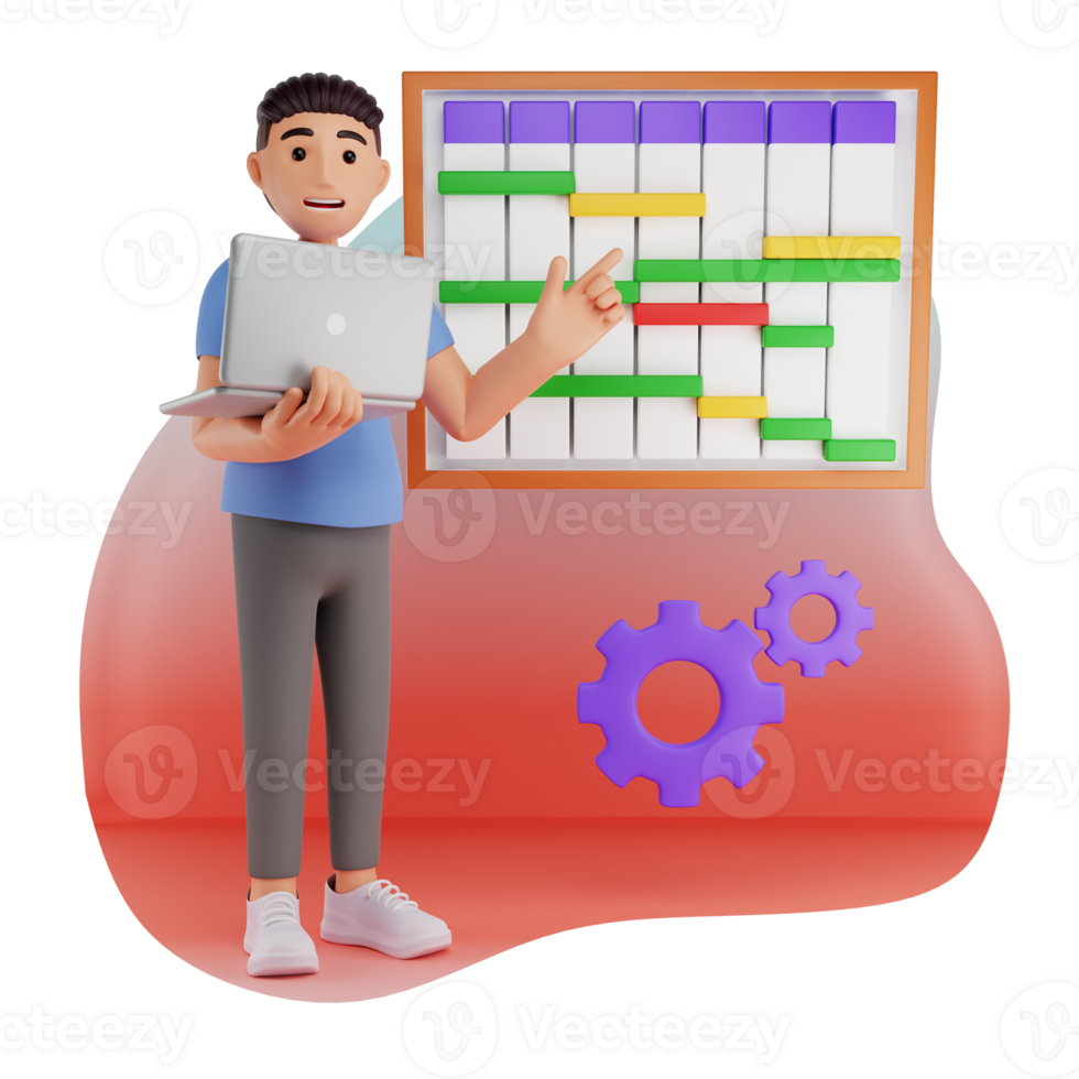 Project Timeline 3D Character Illustration png