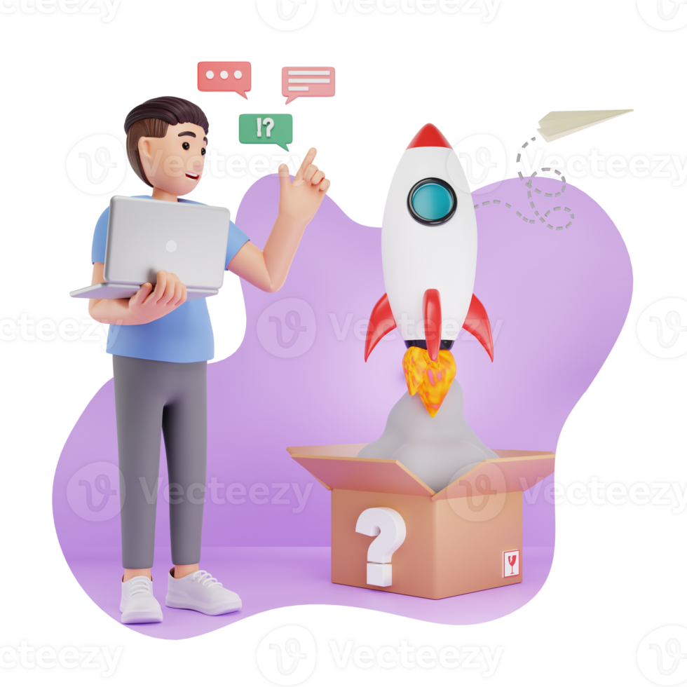 Product Launch 3D Character Illustration png