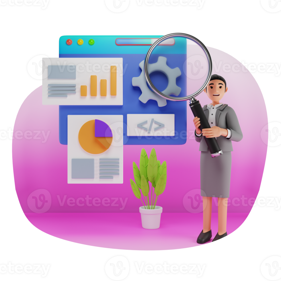 Business Research 3D Character Illustration png