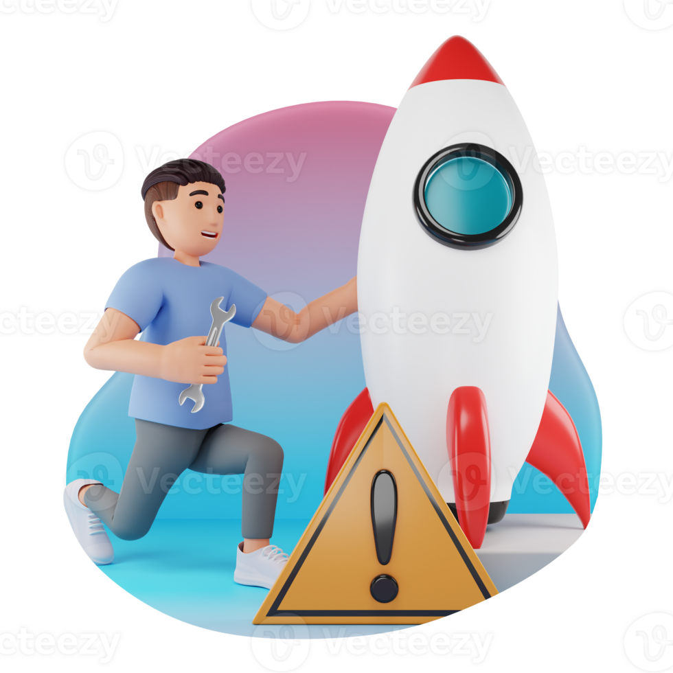 Man Working On Start up 3D Character Illustration png