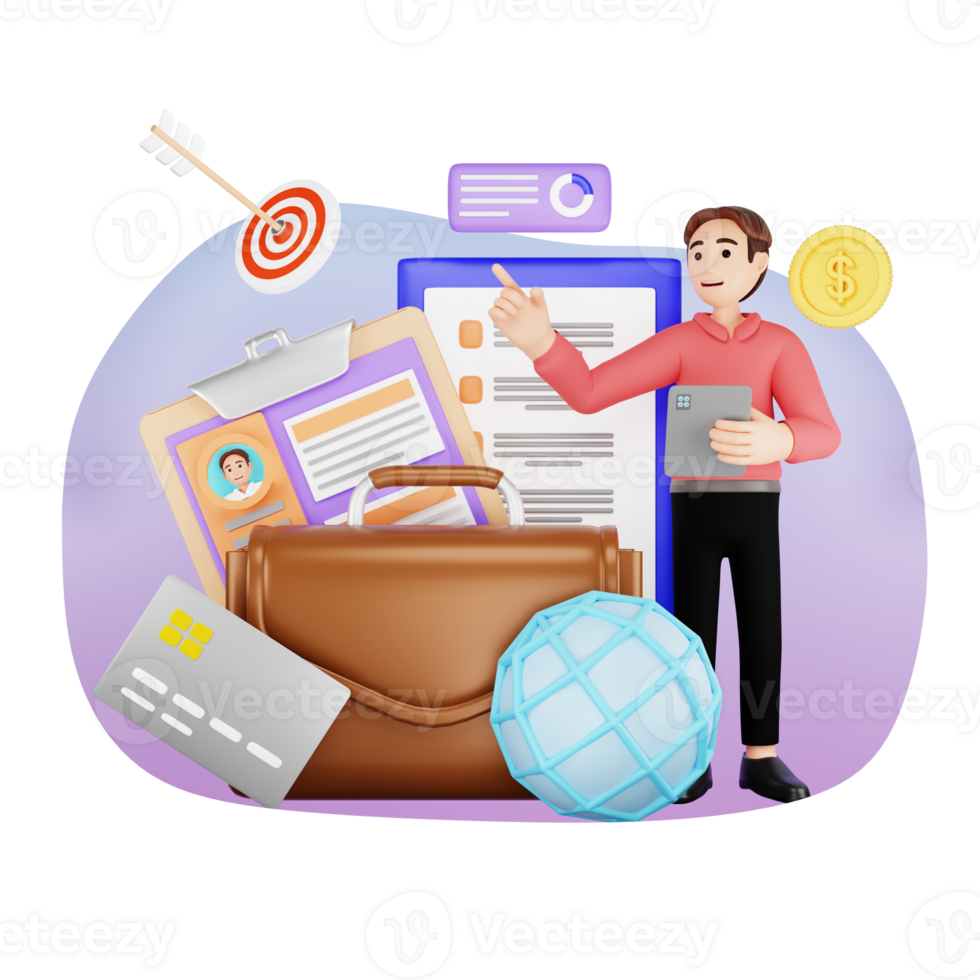 Business Portfolio 3D Character Illustration png