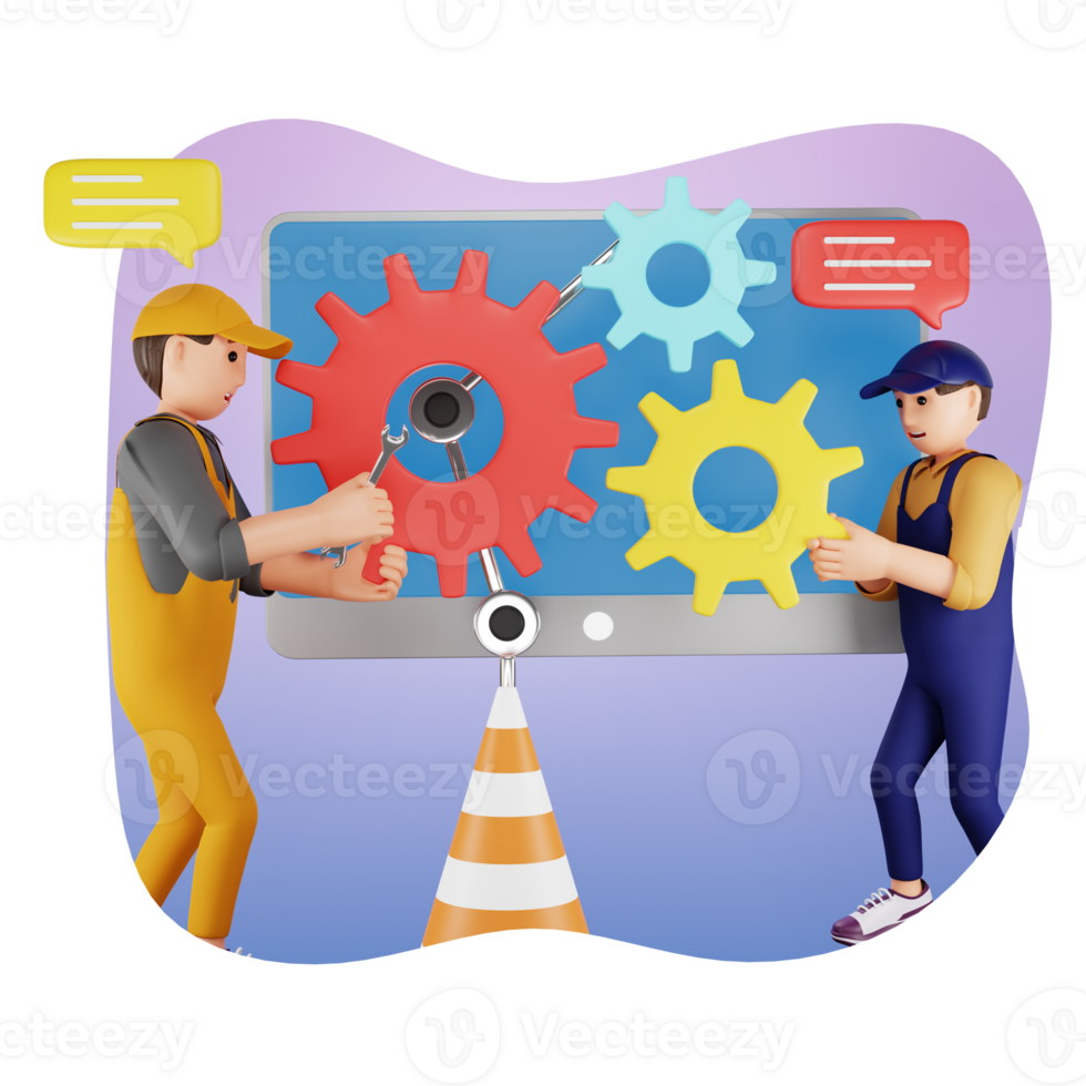 Website Maintenance 3D Character Illustration png