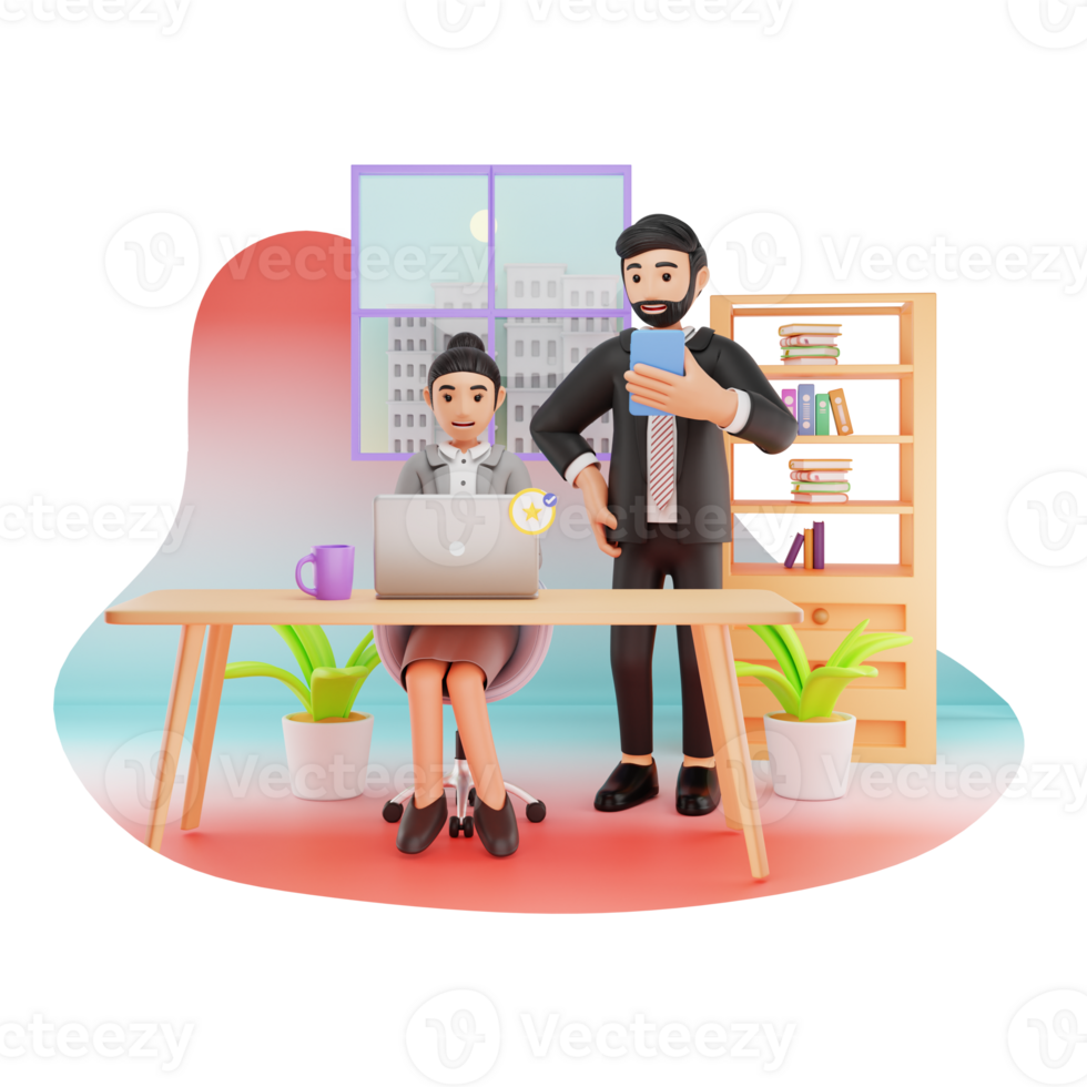 Working Employee 3D Character Illustration png