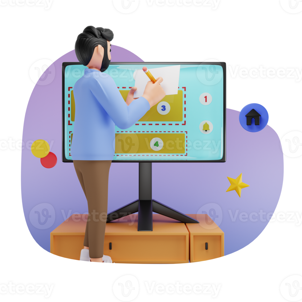 Web Layout Design 3D Character Illustration png