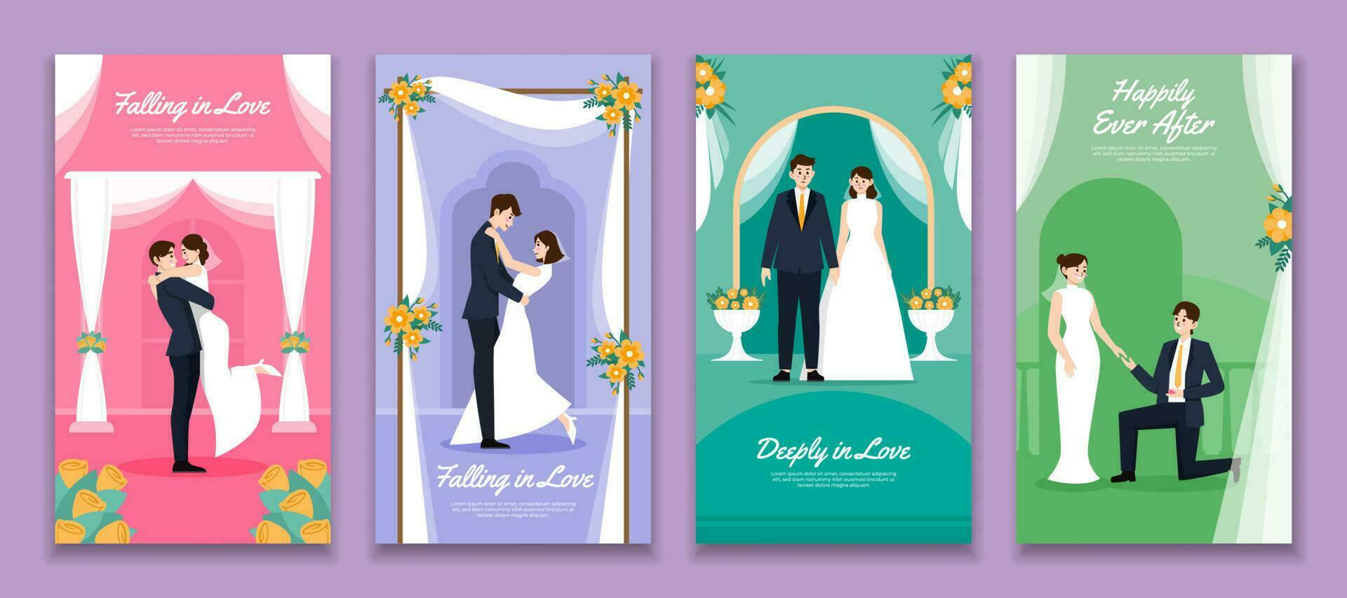 Wedding Scene Social Media Story Template vector
