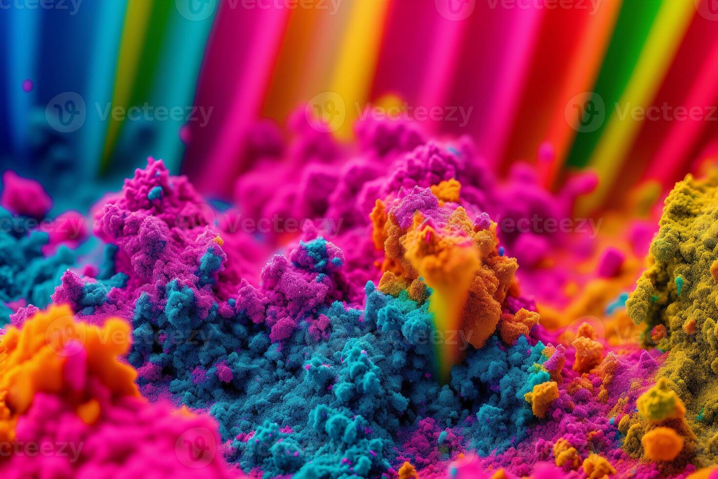 A Spectacular Powder Explosion Unleashed. Embracing the Splendor of Colorful Powder Explosions. Copy space. photo