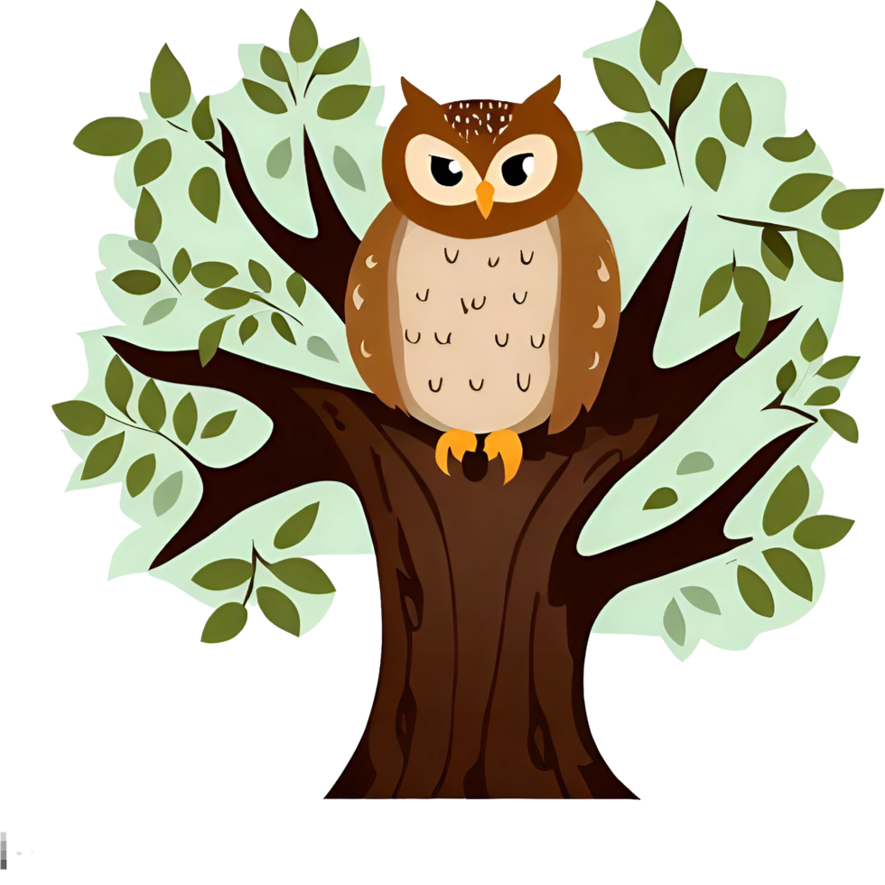 Majestic Owl Perched on Tree Branch png