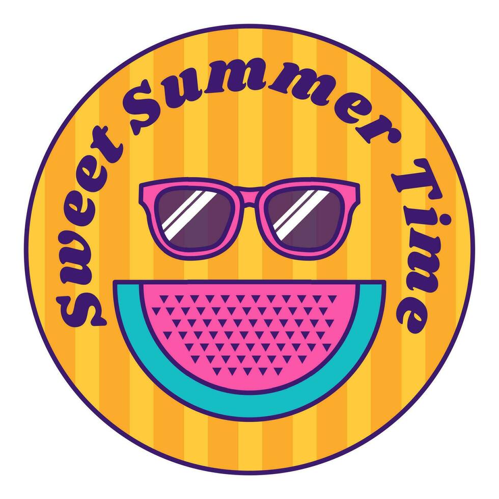 Cartoon Round Sticker Sweet Summer Time vector