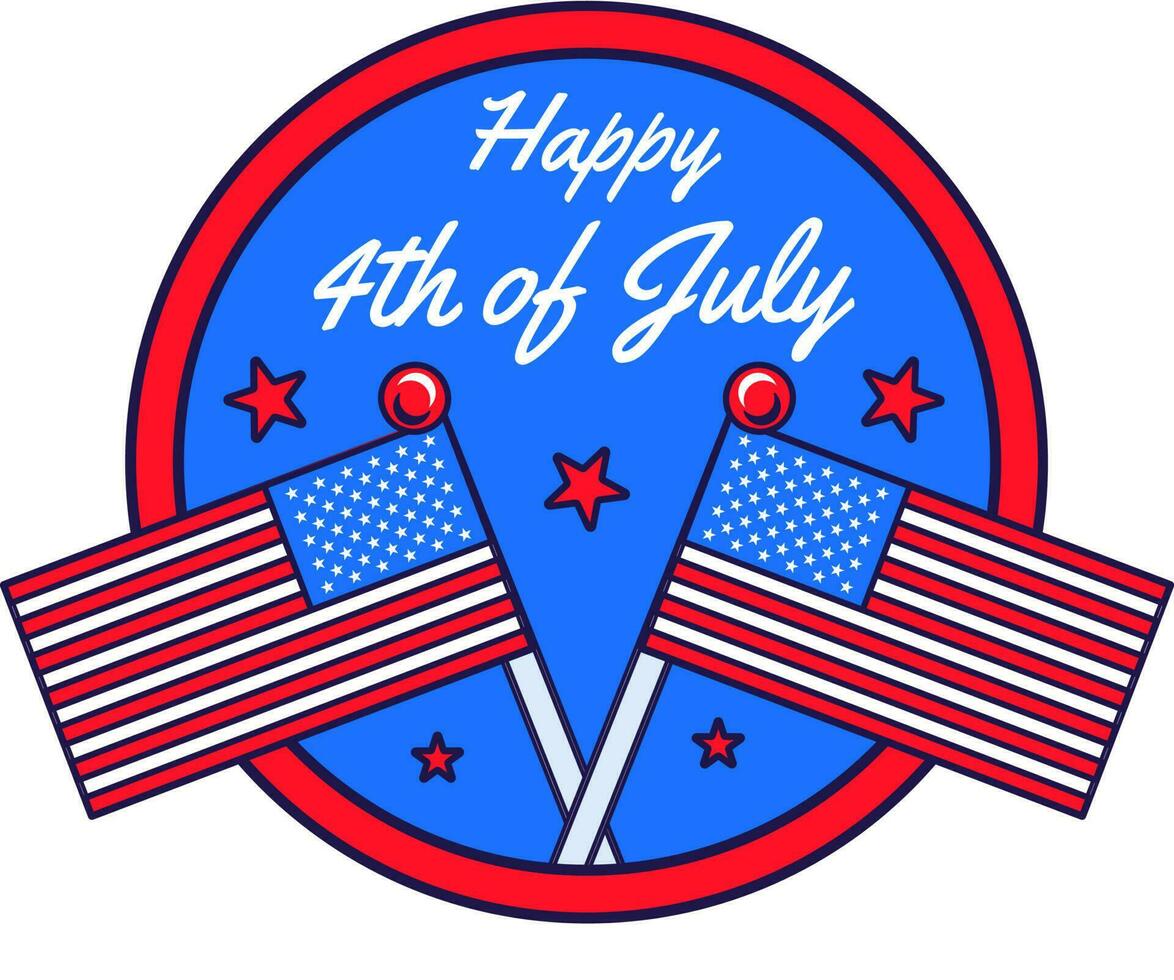 4th July American Sticker Happy Independence Day vector