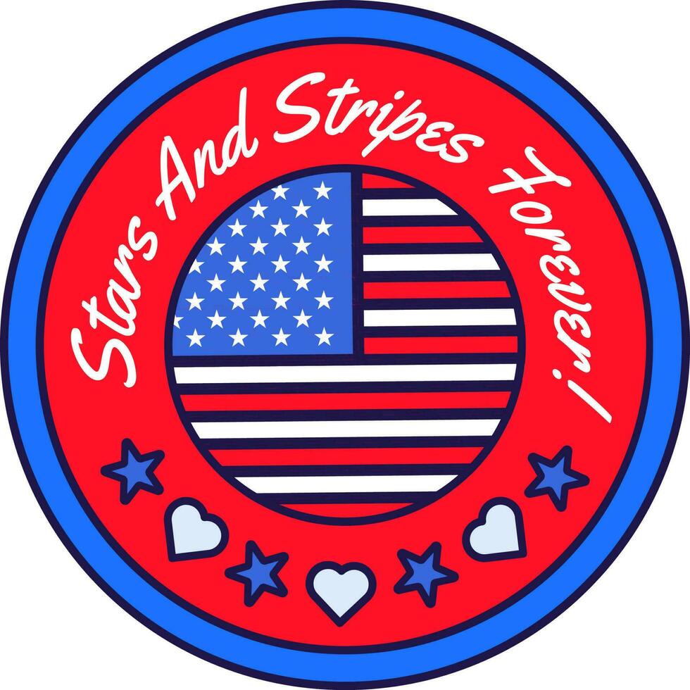 American Festive Sticker Stars and Stripes Forever vector