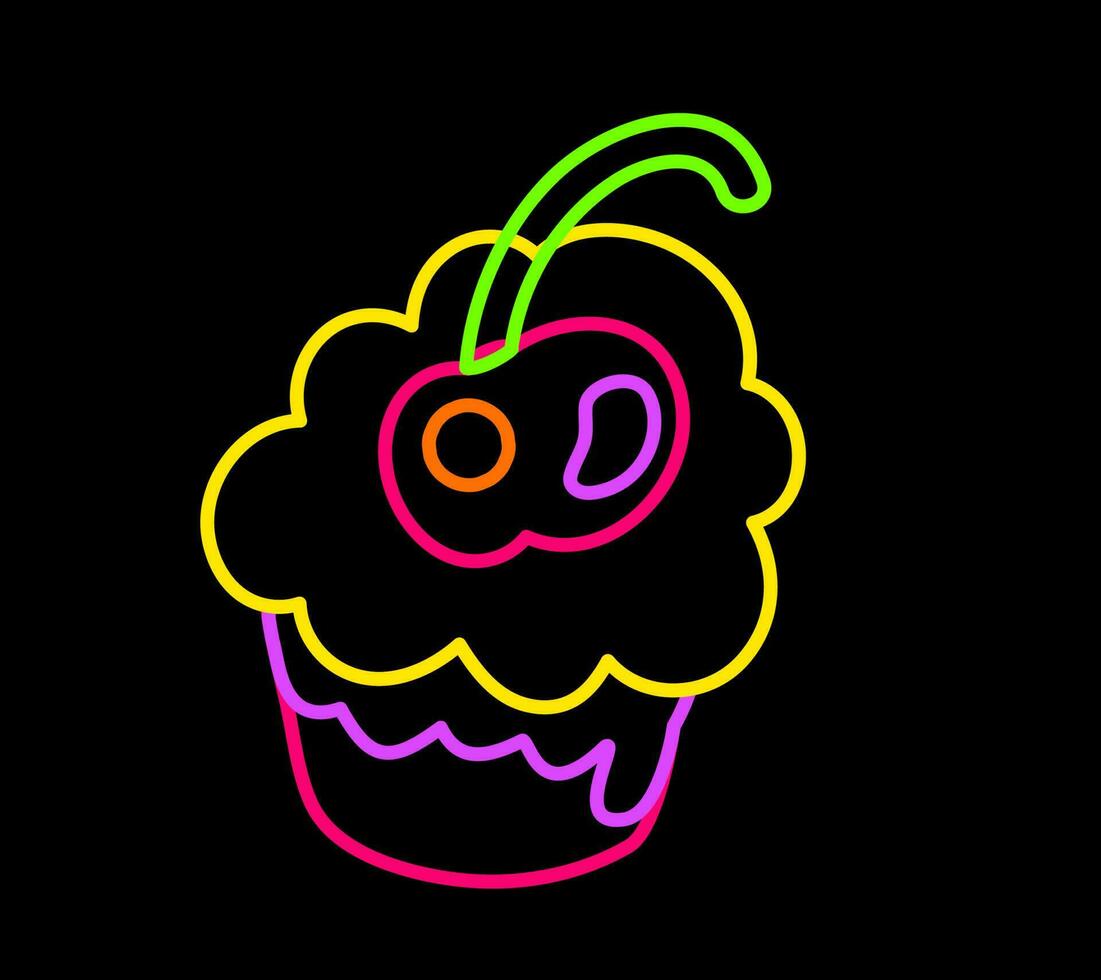 Neon Stroke Cake Night Illumination Illustration vector