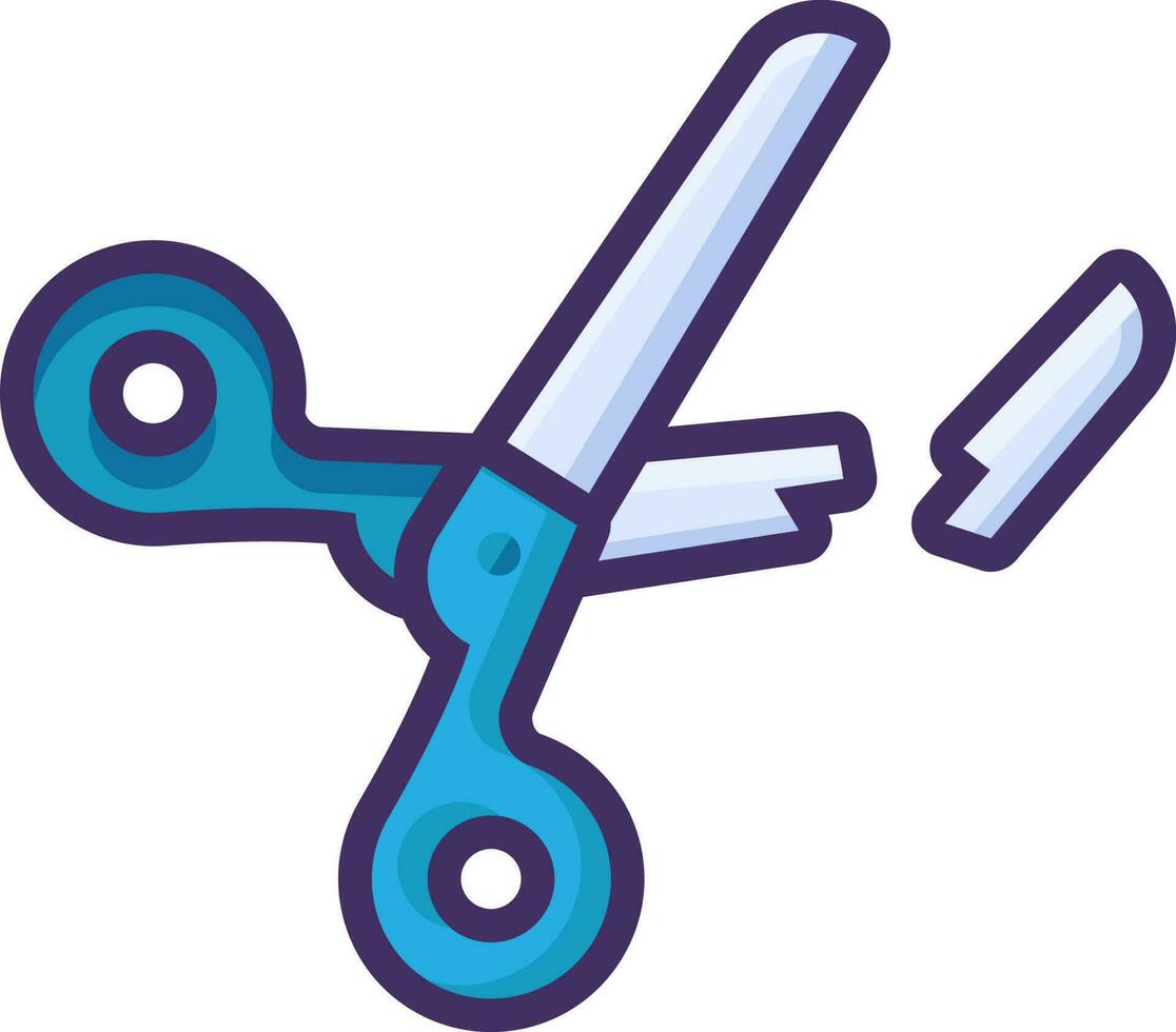 Flat Outline Metal Waste Scissors Icon vector