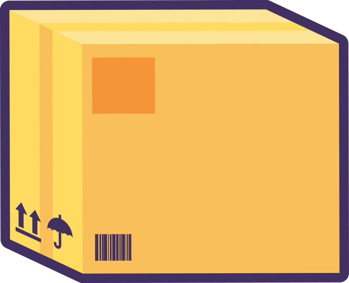Flat Outline Cardboard Mail Box Icon vector