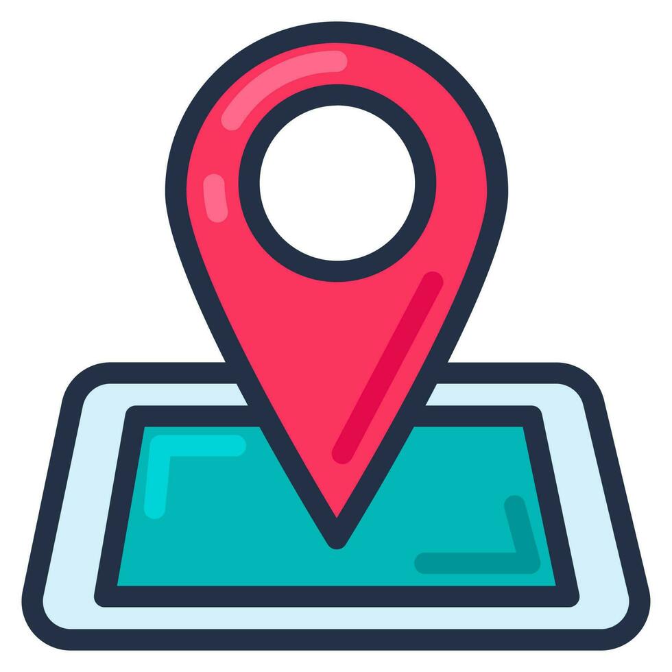 Online Business Map Outline Stroke Icon vector