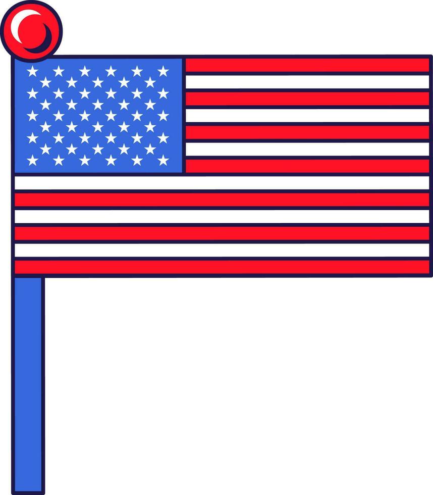 americano festivo asta de bandera bandera vector