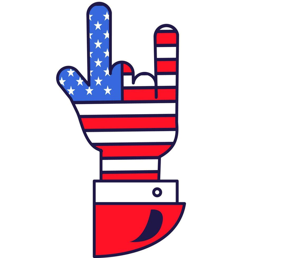 American Flag Festive Goat Hand Gesture vector