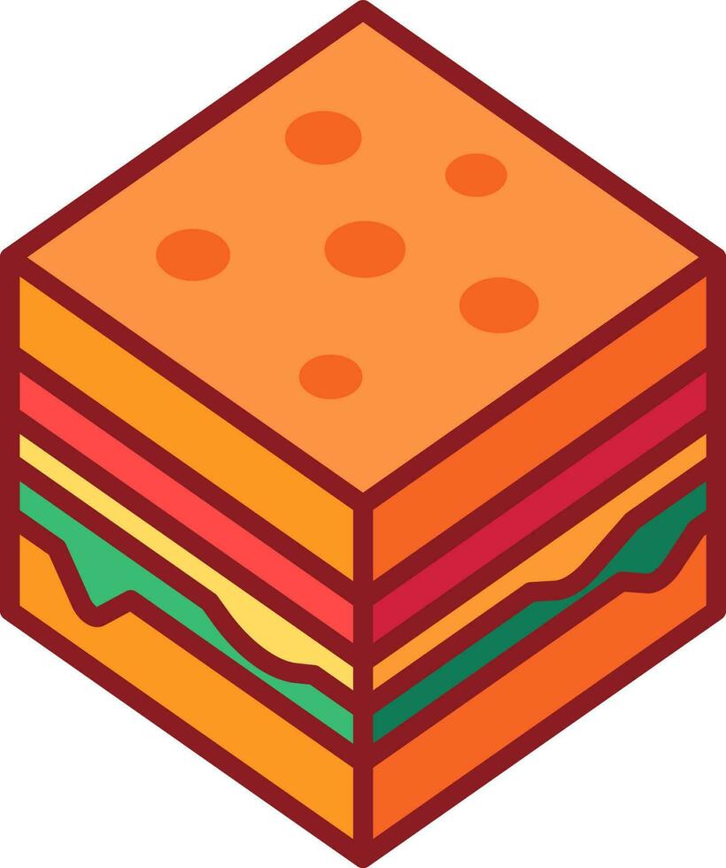 cúbico hamburguesa contorno aislado isométrica icono vector