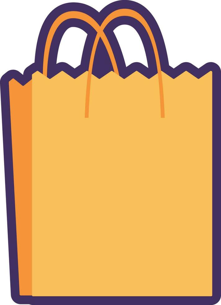 Flat Outline Paper Bag Icon vector