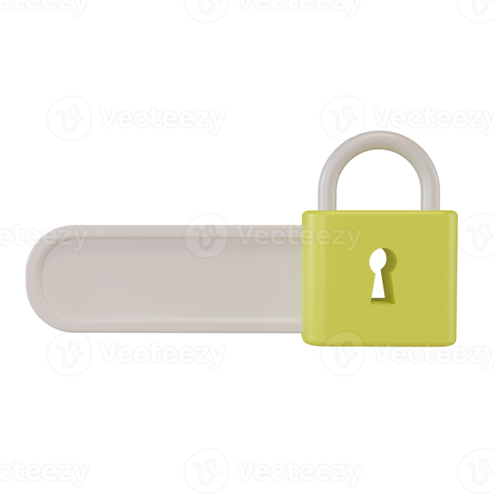 3d render padlock icon. concept illustration of opening a document file by using a password png