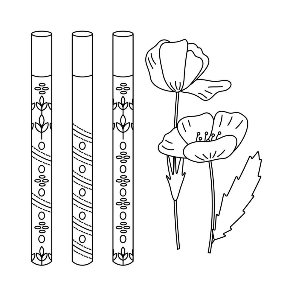 Pipes with ornaments. Ukrainian symbols. vector