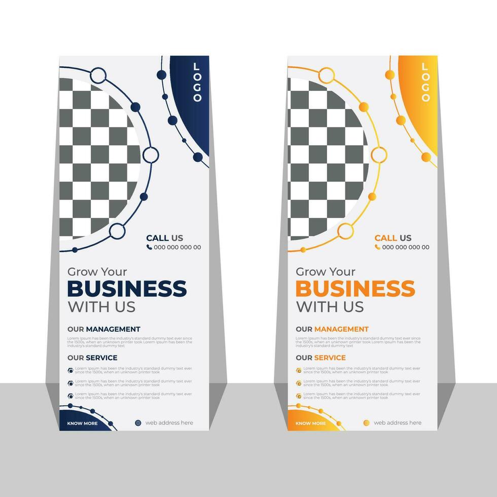 Roll up banner design template, abstract background, pull up design, modern x-banner, rectangle size. vector