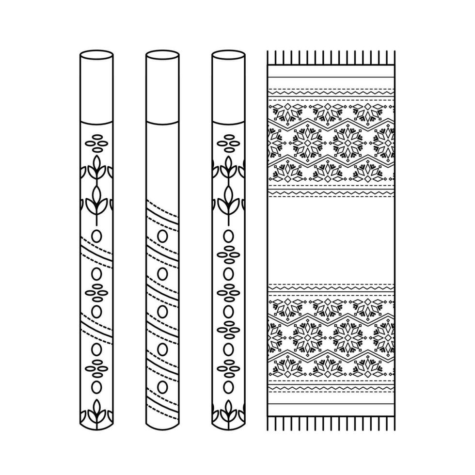 musical instrumentos tubería con un ornamento. toalla con bordado. ucranio simbolos vector