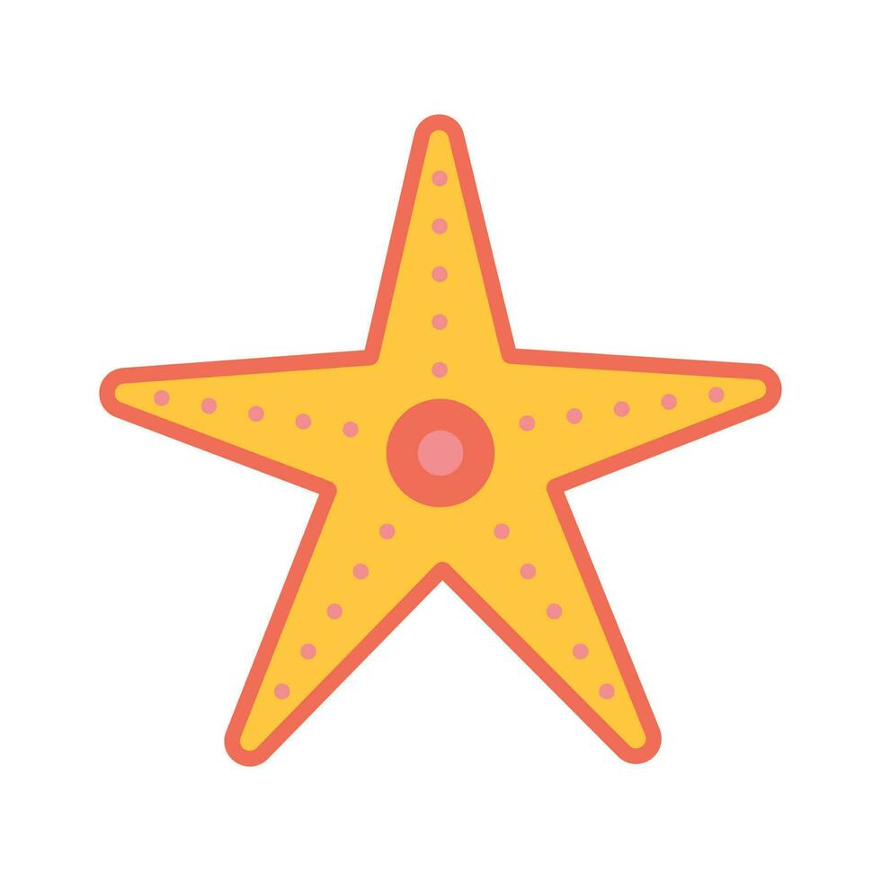 Starfish in flat cartoon style. vector