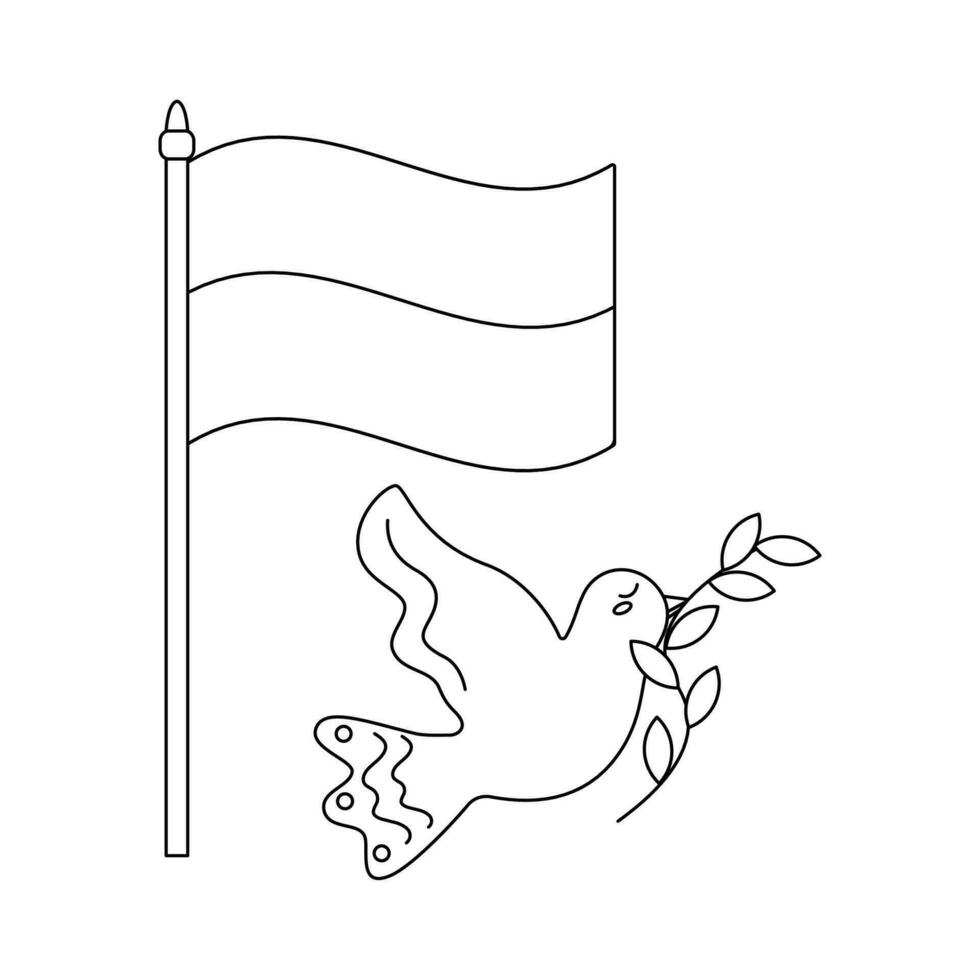 Flag of Ukraine. Bird with a branch. Ukrainian symbols. vector