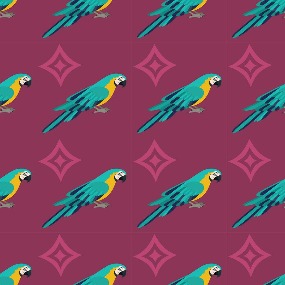 Pattern with parrot bird. vector