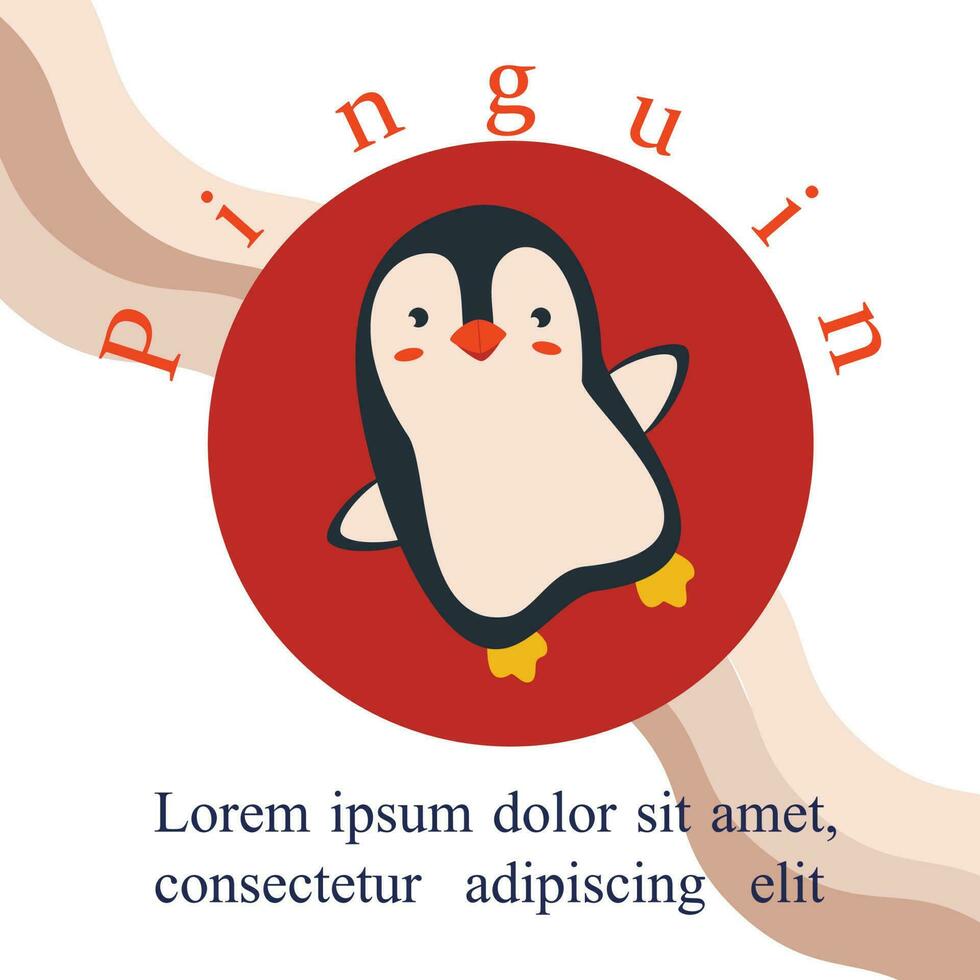 póster, bandera con pingüino pájaro y texto. póster diseño diseño. vector