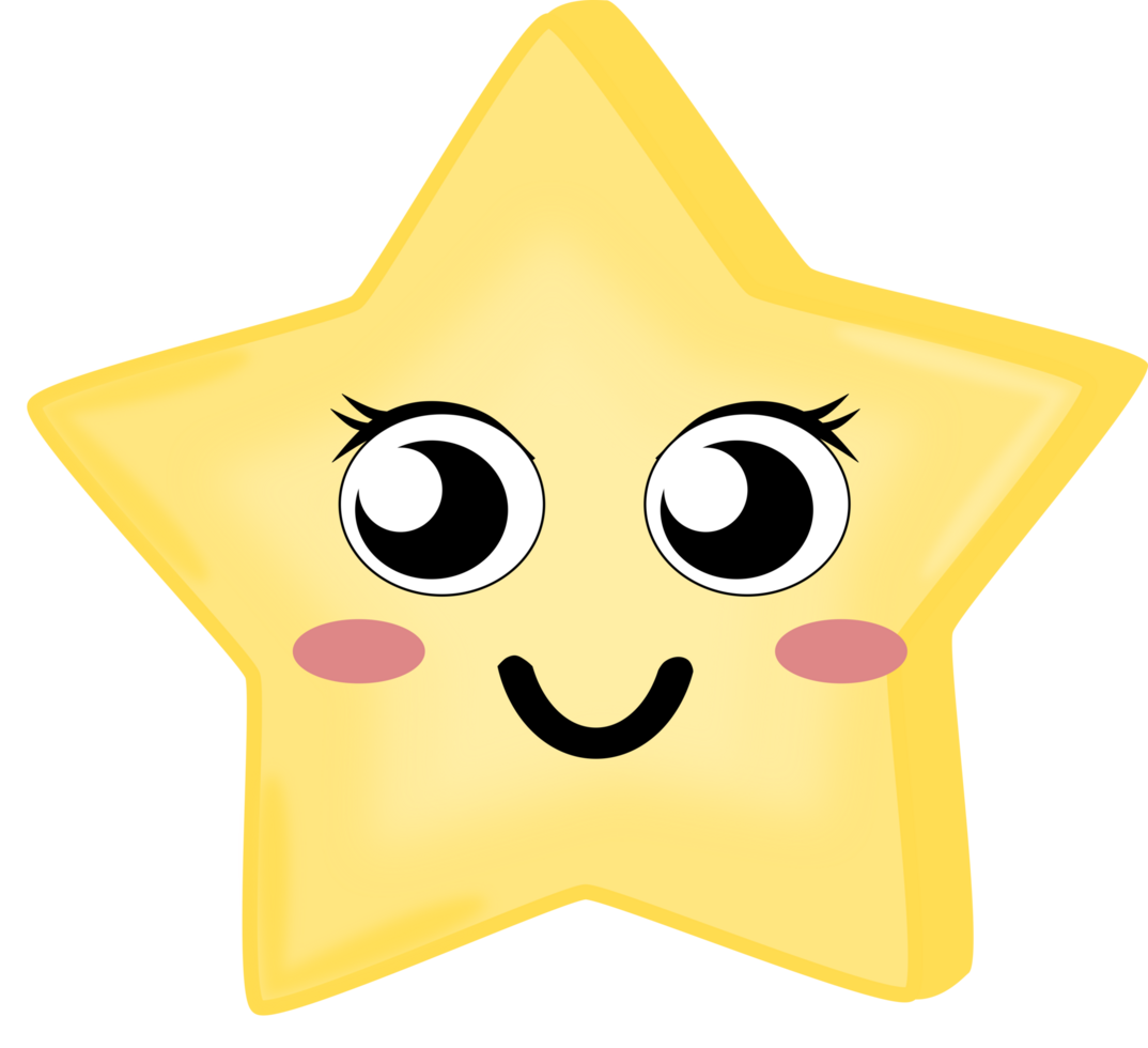 linda amarillo estrella femenino estilo cara tiene pestaña. garabatear estrella. png ilustración.