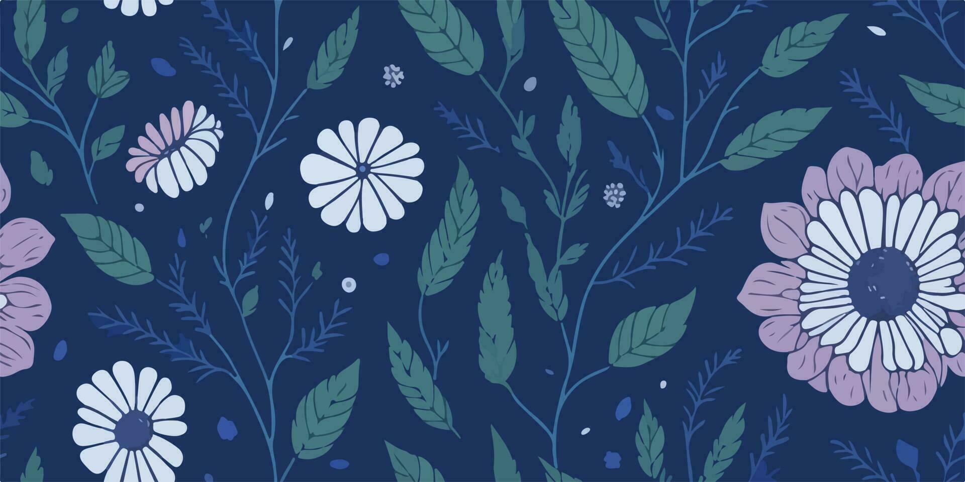 Botanical Harmony, Serene Vector Illustration of Tranquil Flower Patterns