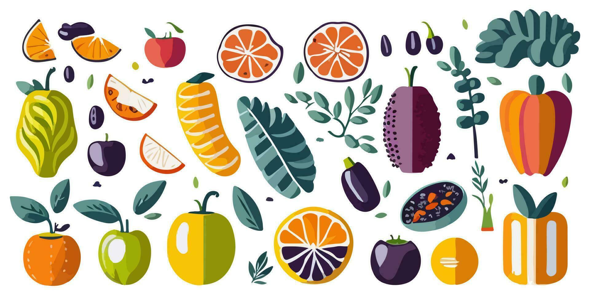 Whimsical Vector Art depicting a Fantasy Fruit Farm