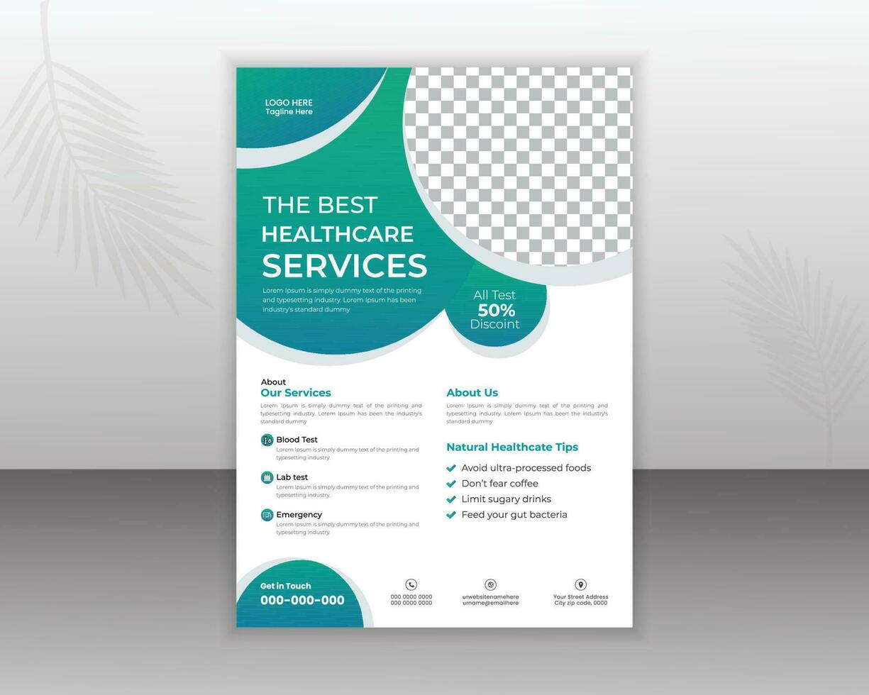 Medical Flyer Design Template For Your Business With Abstract Shapes and a4 size vector