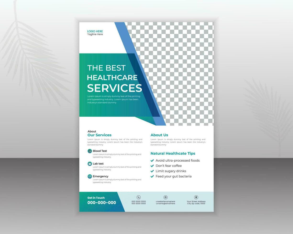 Medical Flyer Design Template For Your Business With Abstract Shapes and a4 size vector