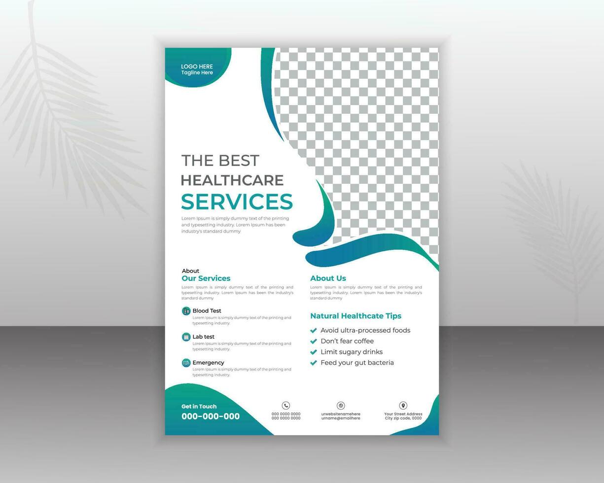 Medical Flyer Design Template For Your Business With Abstract Shapes and a4 size vector