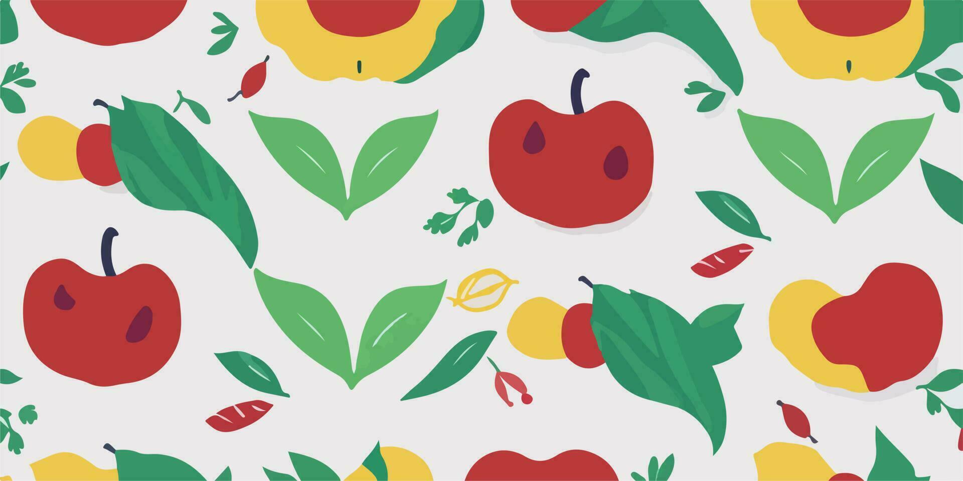 ilustrativo delicias, manzana patrones y floral fondo de pantalla vector