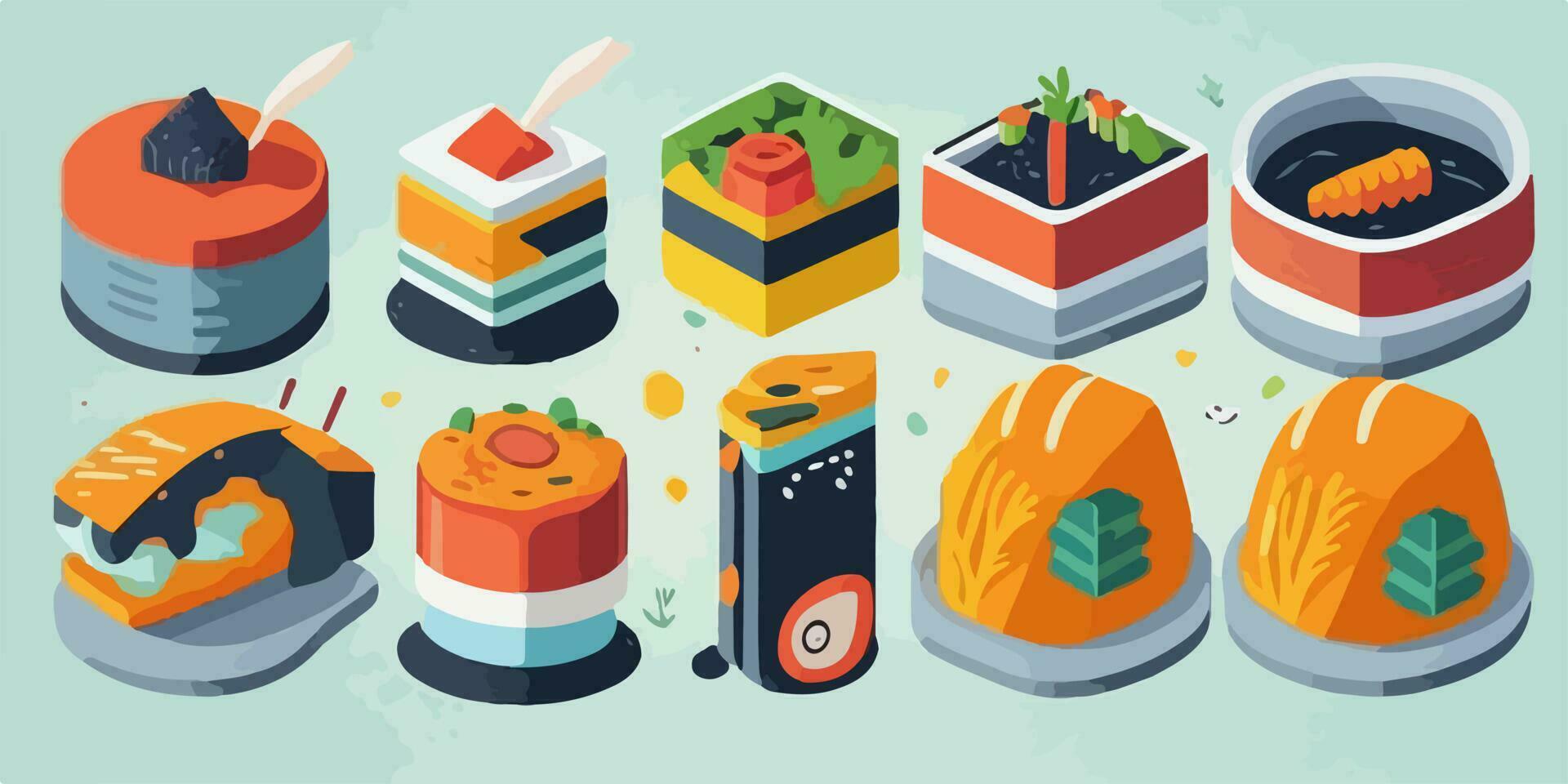 Savory Sushi Experience, Full-Color Vector Illustration of Tantalizing Rolls