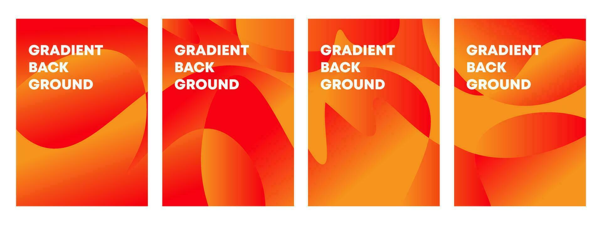 Set of abstract gradient background with beautiful gradation red and orange. Vector collection. Vertical banner