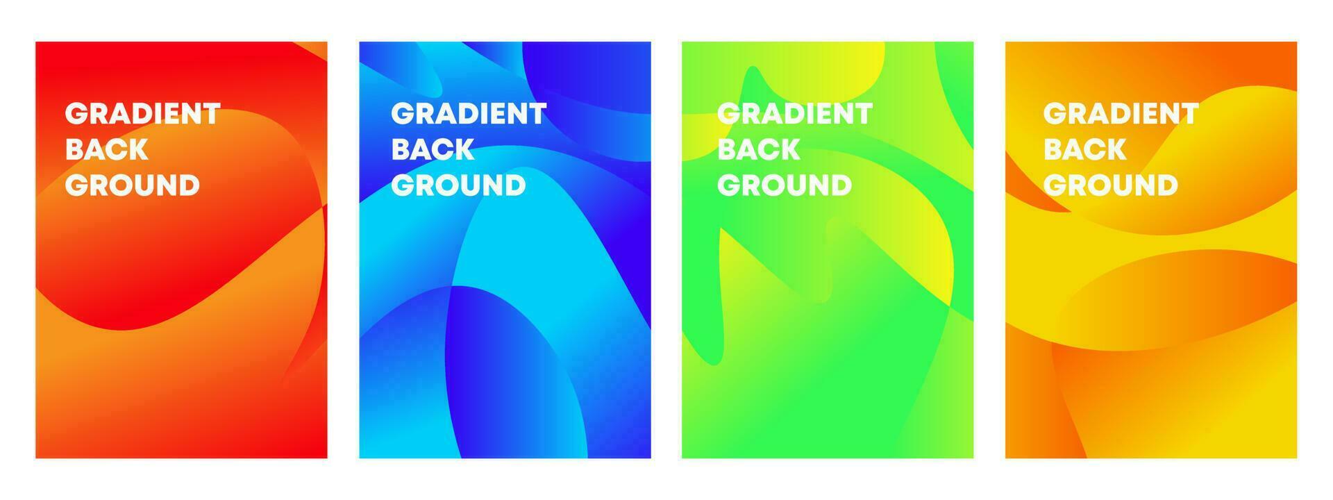 Set of gradient background with beautiful wavy shapes red, blue, green, yellow. Vertical banner vector