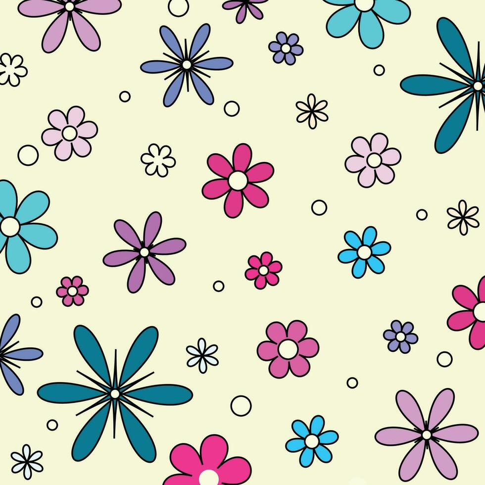 vector hand drawn groovy floral pattern
