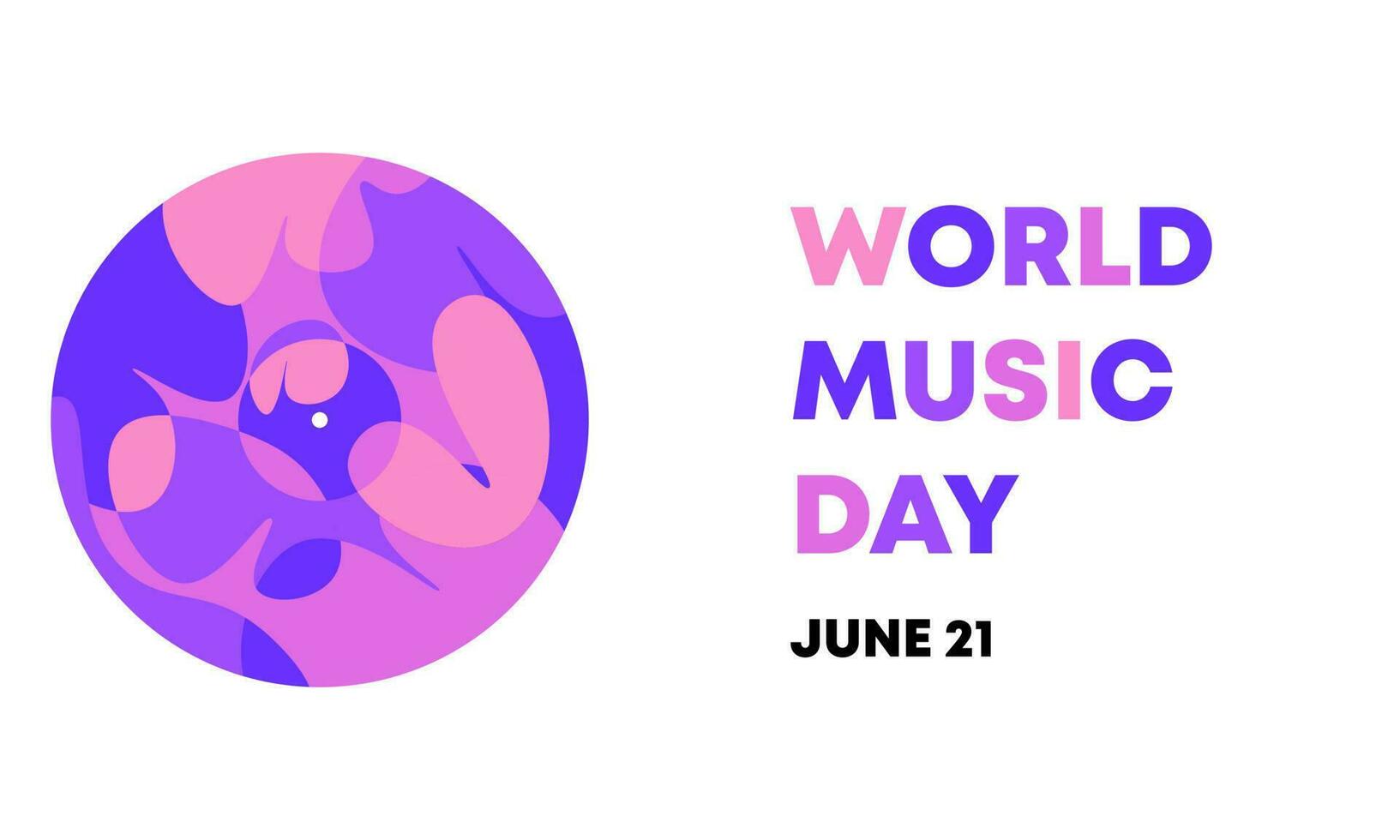 world music day banner with disc illustration isolated on white background. Vector landscape