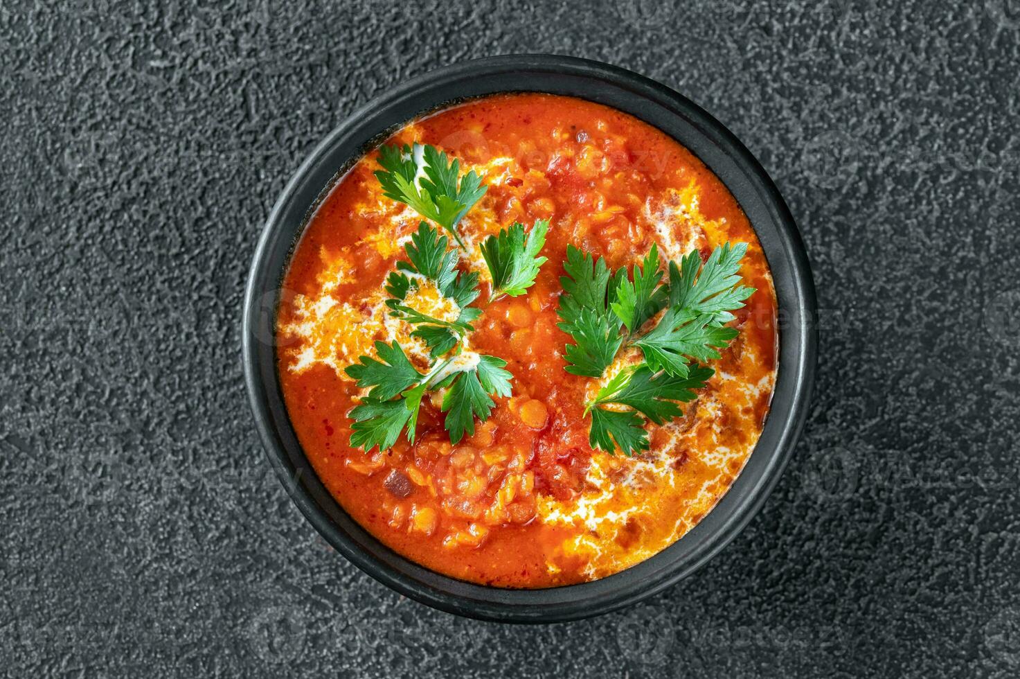 Bowl of lentil soup photo